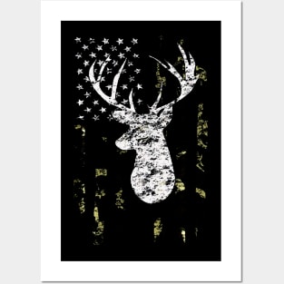 Camouflage American Flag Deer Hunting Posters and Art